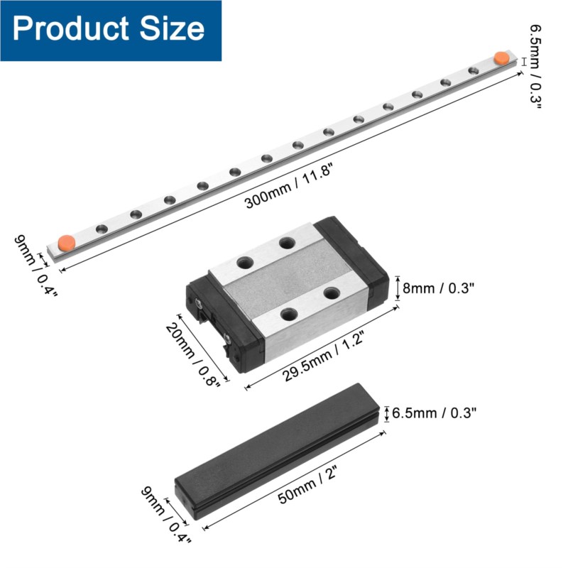1PCS MGN9 9mm Linear Guide 100 - огляд і ціна Linear Rail Mgn12H Set